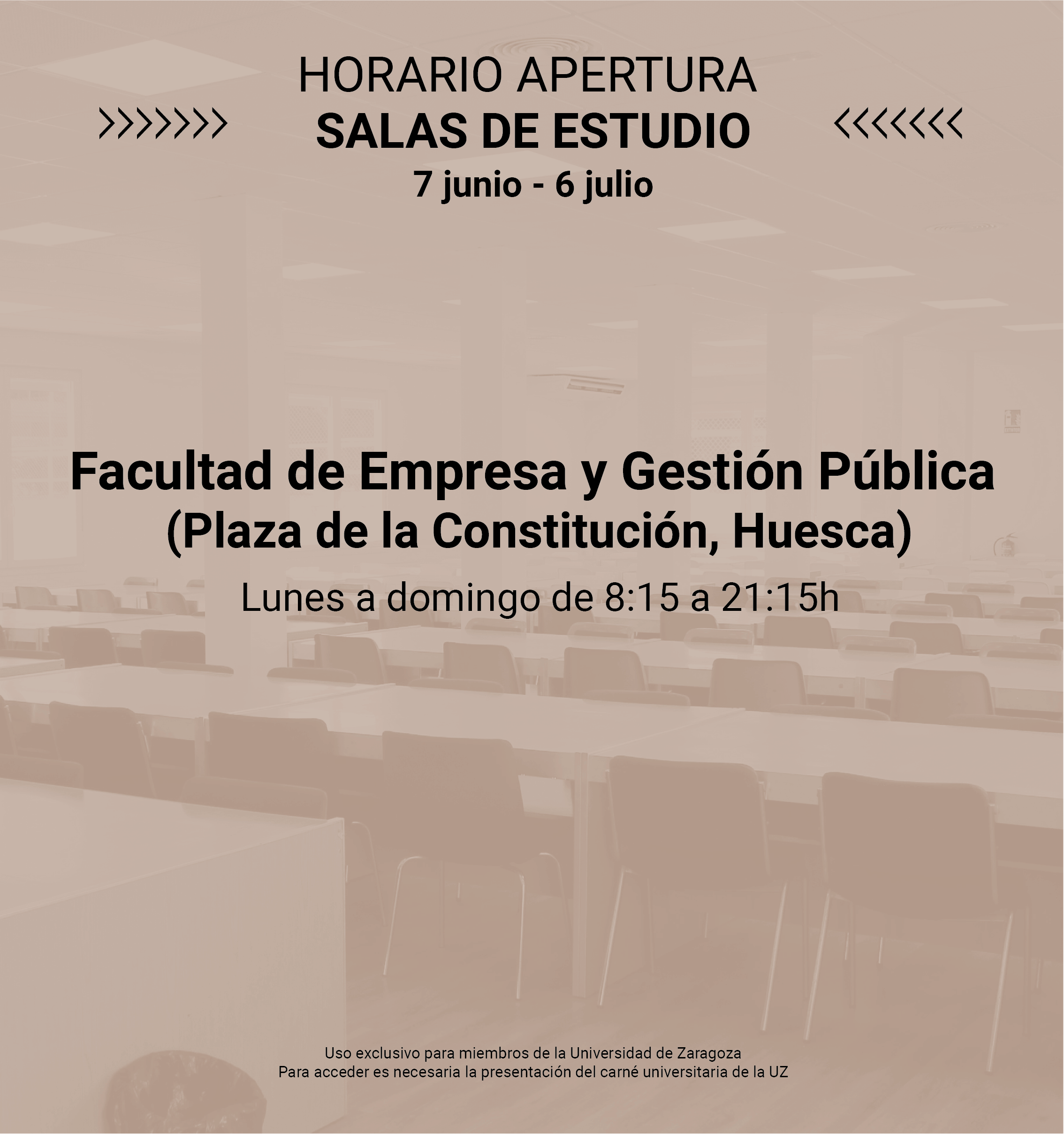 Cartel Salas de Estudio - Abril-Junio Huesca 2023
